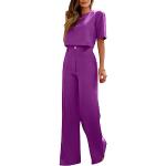 Violette Unifarbene Elegante Damenhosenanzüge Größe M 2-teilig für Partys für den für den Sommer 