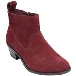 Bordeauxrote Blockabsatz Ankle Boots & Klassische Stiefeletten mit Reißverschluss aus Veloursleder für Damen Größe 41 