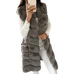 Graue Fellwesten mit Reißverschluss aus Pelz maschinenwaschbar für Damen Größe 3 XL Große Größen für den für den Winter 