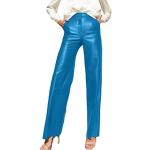 Blaue Unifarbene Y2K Kunstlederhosen aus Leder für Damen Größe M 