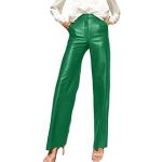 Grüne Unifarbene Y2K Kunstlederhosen aus Leder für Damen Größe L 