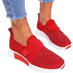 Rote Sneaker mit Strass mit Strass ohne Verschluss aus Mesh atmungsaktiv für Damen Größe 36 
