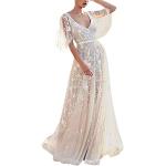 Weiße Elegante Ärmellose Maxi Lange Abendkleider aus Chiffon für Damen Größe S für Brautjungfern 