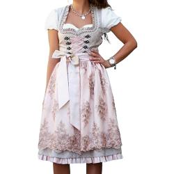 ORANDESIGNE Dirndl Damen midi Trachtenkleid Damen Trachtenrock Trachtenmode Kleid Dirndlbluse für Oktoberfest R Rosa 4XL
