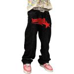 Rote Hip Hop Straight Leg Jeans mit Reißverschluss aus Denim für Herren Größe XL 