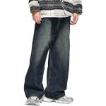 Blaue Hip Hop Straight Leg Jeans mit Reißverschluss aus Denim für Herren Größe XL 