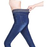 Blaue Stretch-Jeans aus Fleece für Damen Größe M für den für den Winter 