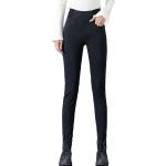 Schwarze Stretch-Jeans aus Fleece für Damen Größe XL für den für den Winter 