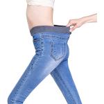 Hellblaue Stretch-Jeans aus Fleece für Damen Größe XS für den für den Winter 