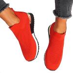Rote Elegante Slip-on Sneaker ohne Verschluss aus Mesh atmungsaktiv für Damen Größe 41 für den für den Sommer 