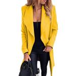 Gelbe Unifarbene Elegante Maxi Langmäntel mit Knopf aus Wolle Handwäsche für Damen Größe M für den für den Winter 