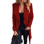 Rote Unifarbene Elegante Maxi Langmäntel mit Knopf aus Wolle Handwäsche für Damen Größe XS für den für den Winter 