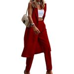 Rote Unifarbene Elegante Damenhosenanzüge Größe L 2-teilig für den für den Sommer 