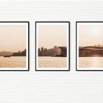 Schwarze Moderne Runde Fotowände & Bilderrahmen Sets mit Skyline-Motiv 3-teilig 