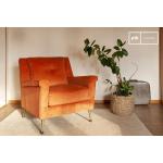 Oranger Samtsessel, skandinavischer Stil, 83x71x80 cm, Retro-Design und komfortabel