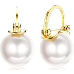 Nickelfreie Silberne Minimalistische Perlenohrringe Glänzende aus Gold 18 Karat für Damen zum Muttertag 