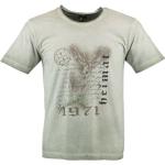 Khakifarbene Halblangärmelige Rundhals-Ausschnitt T-Shirts mit Hirsch-Motiv aus Baumwolle für Herren 