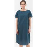 Marineblaue Kurzärmelige ORGANICATION Bio Mini Nachhaltige Rundhals-Ausschnitt Minikleider & kurze Kleider aus Leinen für Damen Größe S 