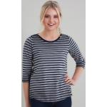 Marineblaue Gestreifte Langärmelige ORGANICATION Nachhaltige Rundhals-Ausschnitt Ringelshirts aus Baumwolle für Damen Größe XS 