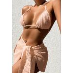 Reduzierte Unifarbene Sexy Bandeau-Bikinis durchsichtig gepolstert für Damen 3-teilig für den für den Sommer 