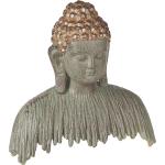 Reduzierte Graue Boho Beliani Buddha Figuren aus Kunstharz 