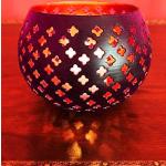 Orientalisches Windlicht Laterne orientalisch Atmaya Kupfer 10cm Groß | Orientalische Vintage Teelichthalter Kupferfarben innen und schwarz außen | Marokkanische Windlichter aus Metall Dekoration
