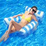Aufblasbarer Pool-Schwimmstuhl mit Kopfstütze und Getränkehalter, glänzend  glitzernder Pool-Schwimmrohr-Loungesessel für Sommerparty-Spaß für