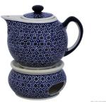 Moderne Bunzlau Keramik Teekannen mit Stövchen 1l aus Keramik 