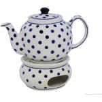 Original Bunzlauer Keramik Teekanne mit Stövchen 1.00 Liter im Dekor 37