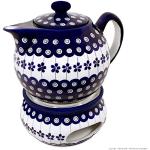 Teekannen mit Stövchen aus Keramik 