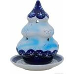 Blaue Runde Weihnachts-Teelichthalter aus Keramik 