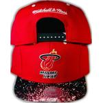 Original Mitchell & Ness Miami Heat Snapback Cap NBA EU180 Rot/Gemustert