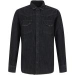 Reduzierte Schwarze Vintage Herrenjeanshemden aus Denim Größe L 