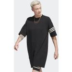 Schwarze Gestreifte Casual adidas Originals Mini U-Ausschnitt Sommerkleider für Damen für den für den Sommer 