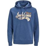 Blaue Jack & Jones Originals Herrensweatshirts mit Kapuze Größe L 