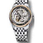 Silberne Oris Armbanduhren aus Edelstahl mit skelettiertem Zifferblatt mit Edelstahlarmband 