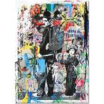Schwarze Charlie Chaplin Ölgemälde & Ölbilder mit Graffiti-Motiv 70x100 