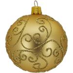 Goldene Moderne Runde Christbaumkugeln & Weihnachtsbaumkugeln aus Glas mundgeblasen 6-teilig 