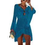 Blaue Elegante Chiffonkleider aus Chiffon für Damen Einheitsgröße für den für den Sommer 