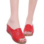 Rote Elegante Römersandalen & Gladiator Sandalen mit Riemchen aus Lammfell leicht für Damen Größe 38 für den für den Sommer 