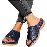 Blaue Casual Römersandalen & Gladiator Sandalen durchsichtig mit Riemchen aus Leder leicht für Damen Größe 38,5 für den für den Sommer 