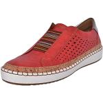 Rote Vintage Low Sneaker mit Strass ohne Verschluss aus Veloursleder atmungsaktiv für Damen Größe 43 für den für den Sommer 