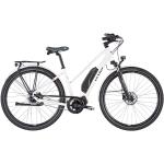 Weiße 25 kg Ortler Trapez-Rahmen 7 Gang E-Bikes mit Federgabel für Damen mit Scheibenbremse mit Mittelmotor 