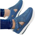 Hellblaue Elegante Orthopädische Schuhe mit Glitzer mit Schnürsenkel aus Stoff orthopädisch für Damen Größe 42 für den für den Sommer 