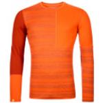 Orange Gestreifte Langärmelige Ortovox Rock'n'Wool Herrenlongsleeves & Herrenlangarmshirts Größe XXL für den für den Winter 