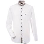 Weiße Unifarbene Casual Langärmelige OS TRACHTEN Stehkragen Stehkragenhemden aus Baumwolle für Herren Größe XXL 