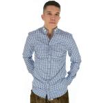 OS-Trachten Trachtenhemd »Prabu« Langarmhemd mit Stehkragen mit Riegel, blau