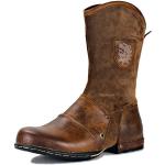 Reduzierte Braune Runde Cowboy-Boots & Cowboystiefeletten mit Reißverschluss aus Leder für Herren Größe 46 