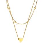 OSTAN Damen Anhänger Ketten - Hochwertige Frauen Halskette -Layered Kette Herz Anhänger -Gold Farbe