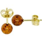 Goldene Bernstein Ohrringe aus Gold 9 Karat mit Bernstein für Damen 2-teilig 